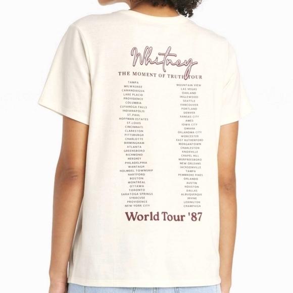 Whitney Houston Moment of Truth '87 World Tour Tee in Ivory Size XXL NWT - Picture 2 of 4